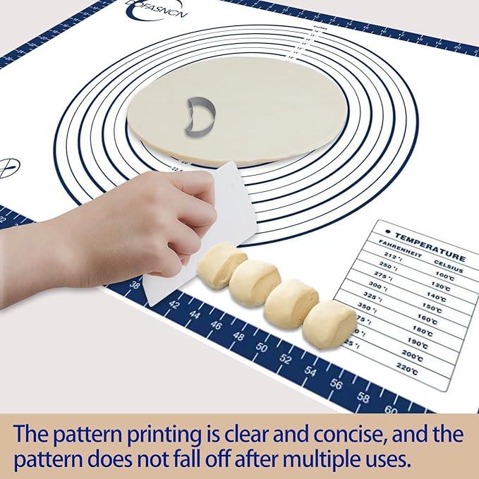 Large Silicone Pastry Mat for Rolling Dough Non Slip Non Stick Silicone Mats for Kitchen Counter 28x20"Blue