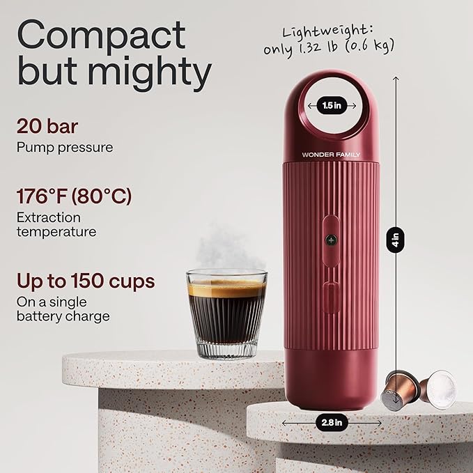 Portable Espresso Maker for Travel - Coffee Maker 5 Cup with Cold Water, 150 Cup with Preheated Water - Expresso Coffee Machine for Grounds, DG & NS Capsule - Automatic Espresso Machine, Type-C Charge