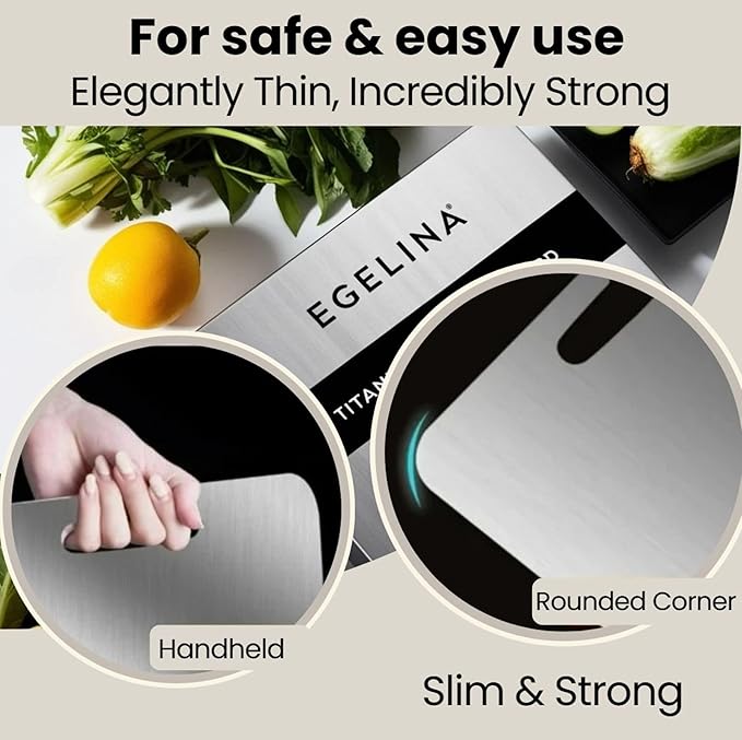 100% Pure Titanium Cutting Board for kitchen, Double sided cutting board, 13.3 x 9 inches, Non-Porous Surface, Kitchen Durable Chopping Boards Perfect for Food Preb, Meat, Vegetables, Fruits