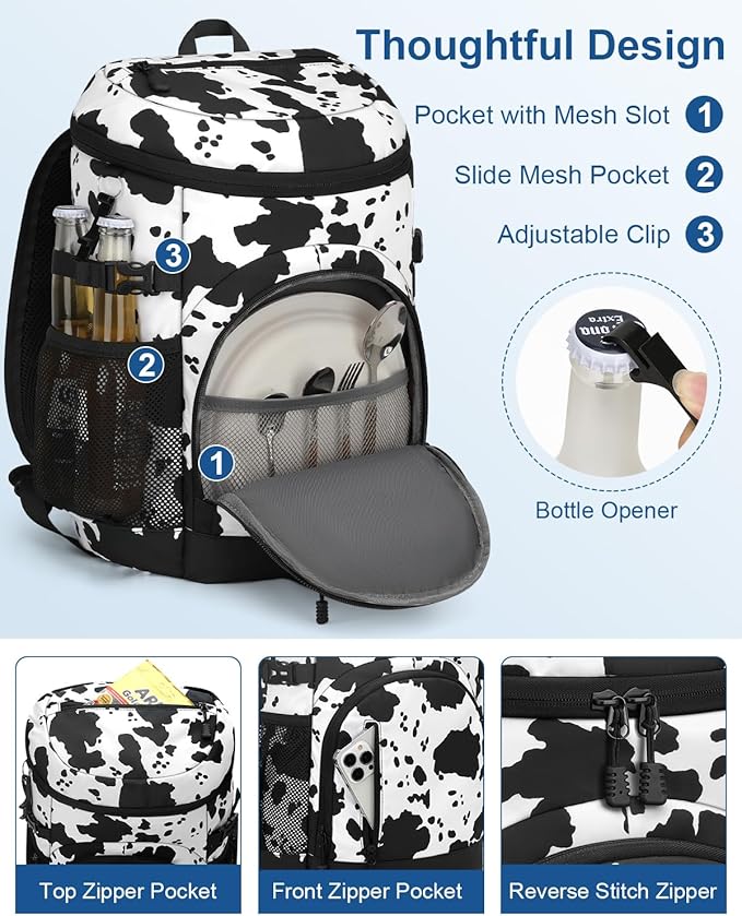 Cooler Backpack Insulated Waterproof,30 Cans Backpack Coolers Leakproof Lunch Backpack for Men Women Portable Soft Cooler Bag for Beach Camping Travel Picnic