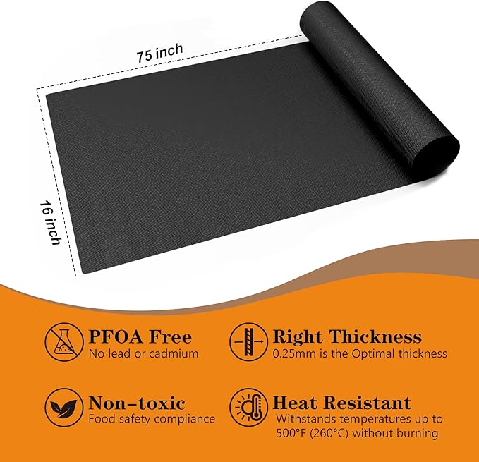 UBeesize 75 Inch Roll Reusable Oven Liners for Bottom of Oven,Thick Heavy Duty Non Stick Teflon Oven Mats Cut to Custom Fit Electric, Gas, Toaster,Convection, Microwave Ovens and Grills