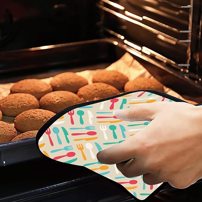 Colorful Kitchen Pot Holders Set of 2 Heat Resistant & Non Slip Potholders, Spoon Oven Hot Pads for Kitchen Cooking Baking Barbecue