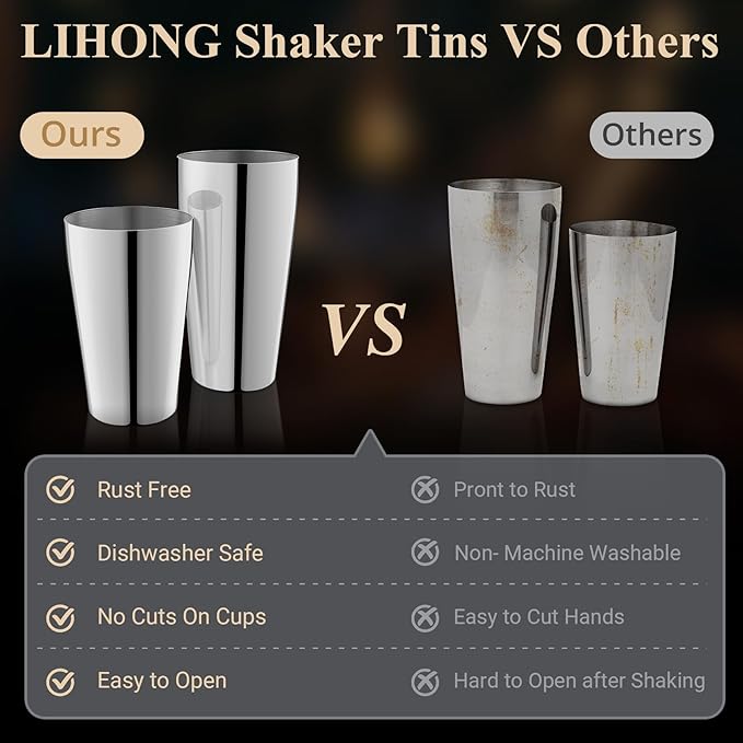 Mixology Bartender Kit, 4-Piece Pro Stainless Steel Cocktail Shaker Set, bar Set Cocktail Shaker Set, Cocktail Tin for Bartending