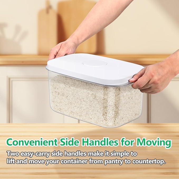 Airtight Flour Container 12 Lbs, Clear PET Plastic Food Storage Container Bin with Pop Up Lids For Rice Flour Sugar, Dry Food Holder for Kitchen Pantry Organization and Storage