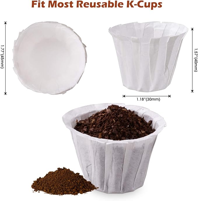 Disposable Paper Coffee Filters, K Cup Paper Filters for Reusable Cups, K-cup Coffee Pods, Fits All Brands Reusable K Cups (150)