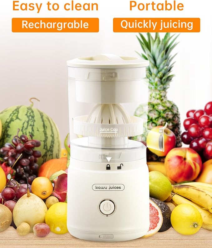 Orange Citrus Juicer, Electric Portable Lemon Juicer,Citrus Squeezer for Lemon Grapefruit Fruit, Small Wireless Juice Machine, Easy Use Orange Squeezer, Easy to Clean