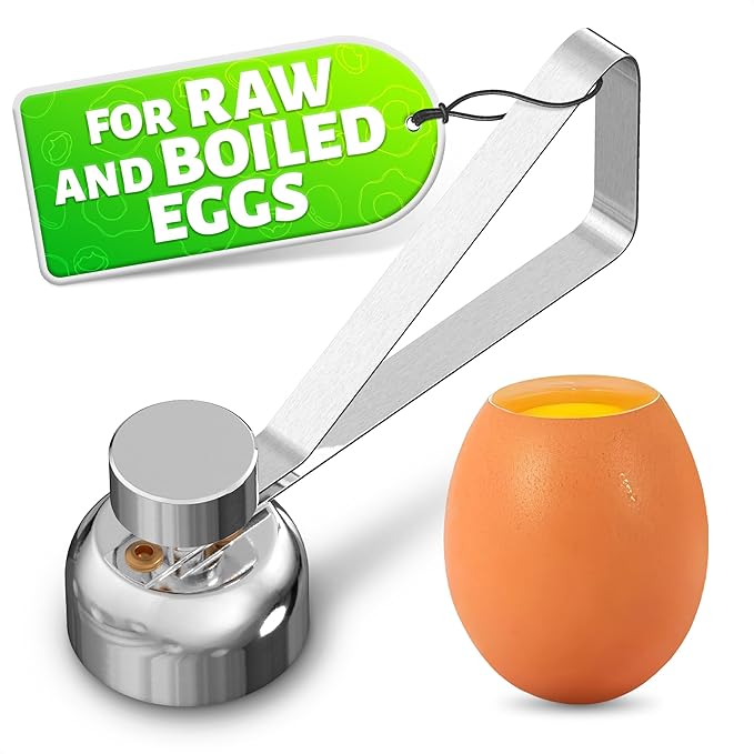 Egg Cracker Tool for Raw Eggs - Egg Shell Opener for Hard Boiled Eggs with Durable Stainless Steel Construction, Ergonomic & Adjustable Design - Easy-to-Use Shell Cracker Tool for Easy-Boiled Eggs
