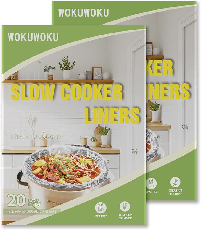Slow Cooker Liners, 40 Cooking Bags Extra Large Disposable Pot Liner Plastic Bags for 6QT to 10QT Slow Cooker Cooking Pans, 14“ x 22”, 40 Liners (2pack)