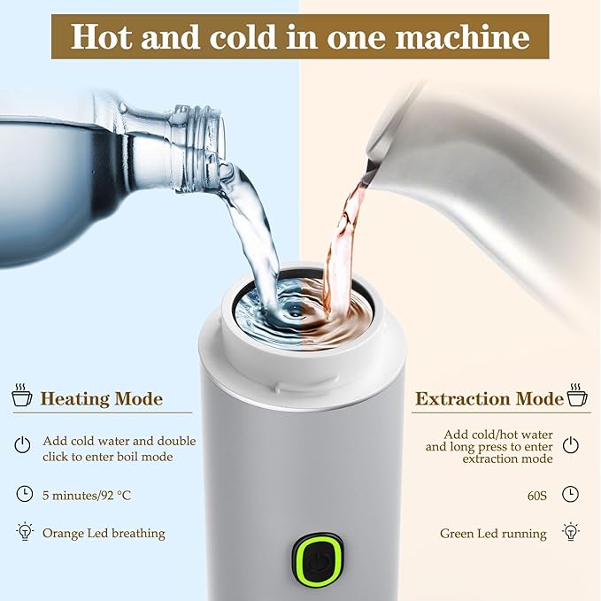 3-in-1 Portable Espresso Maker, Travel Coffee Maker, Self-Heating Car Coffee Maker with USB-C, Small Espresso Machine with Ground Coffee & Capsules (NS&DG) for RV, Hiking, Office (silver)