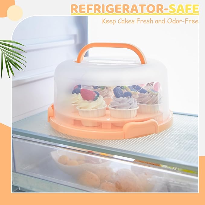 Ohuhu Cake Stand with Lid, Cake Carrier BPA-Free Cake Containers for 10 inch Cake with 2 Handles Cupcake Carrier - Plastic Cover Two Sided Base for Transport Pies Nuts Fruit