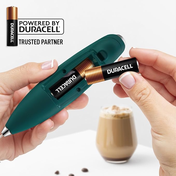 Zulay Kitchen Patented Tornado Triple Whisk Milk Frother with 4 Duracell Batteries – Handheld Foam Maker for Coffee, Lattes, Matcha & Hot Chocolate – Rich, Creamy Froth in Seconds