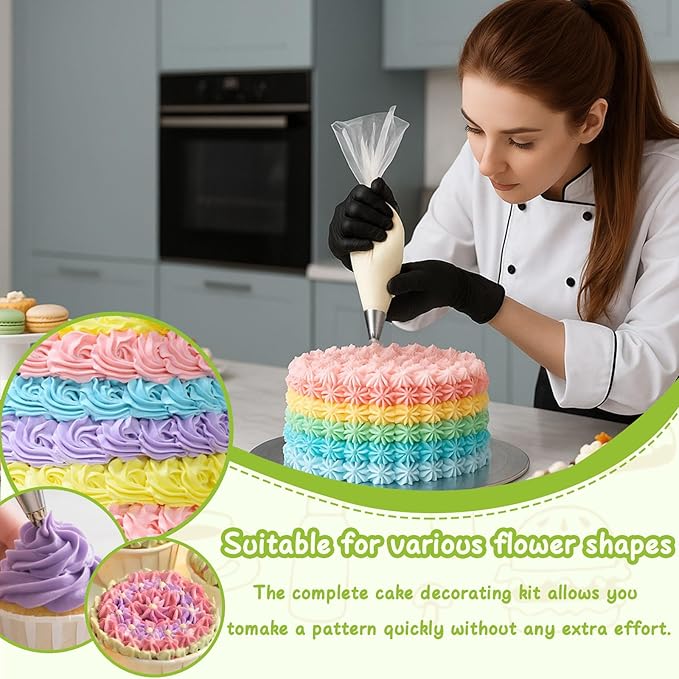 Suuker Open Star Piping Tips Set,9 Pieces French Star Tube Set Frosting Nozzle Kit,Stainless Steel Star Pastry Tips for Cupcakes Cakes Cookies Decorating (Small Size)