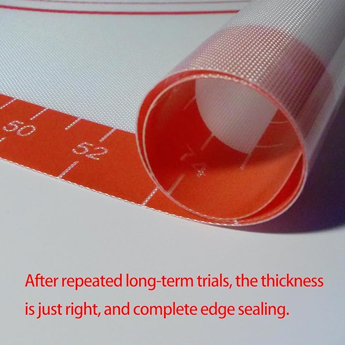 32x24" Silicone Pastry Mat for Rolling Dough Non Slip Non Stick Silicone Mats for Kitchen Counter Red