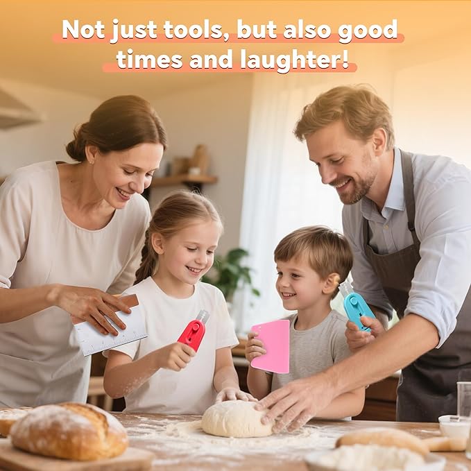 2PCS Magnetic Bread lame with Stainless Steel Dough Scraper and 2 PCS Food-safe Bowl Scraper, Sourdough and Bread Scoring Tool for Dough, Bread, Versatile Bench Scraper and Cutter for Pizza, Cake