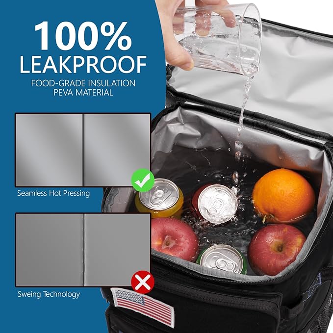 Large Backpack Cooler 36 Can Cooler Backpack with 2 Insulated Compartments Leak Proof Waterproof Travel Backpack, Camping Beach Picnic Lunch Thermal Bag for Women and Men