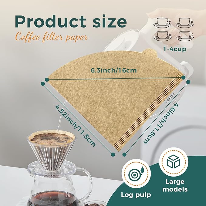 Cone Coffee Filter Papers, V02 Size, 100-Count Pack for Pour Over Coffee Makers (V02)