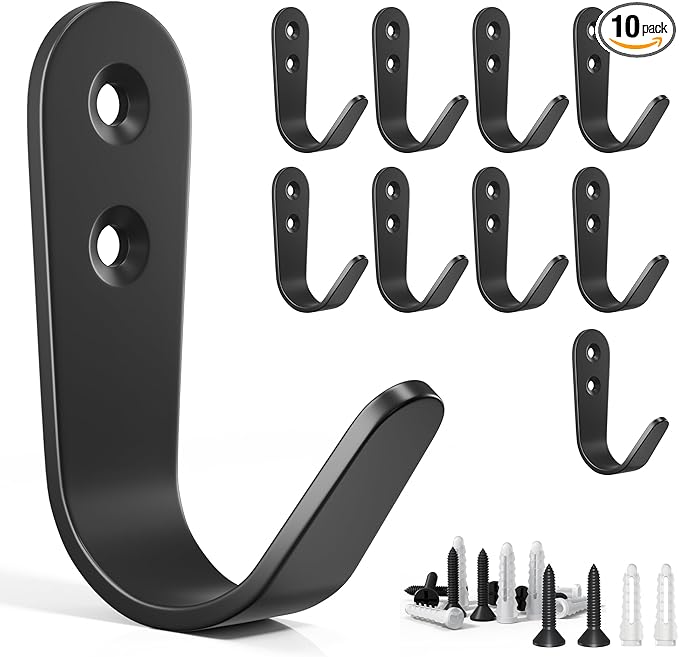 10PCS Wall Hooks - Coat, Backpack & Hanging Hooks for Bathroom, Bedroom, Entryway