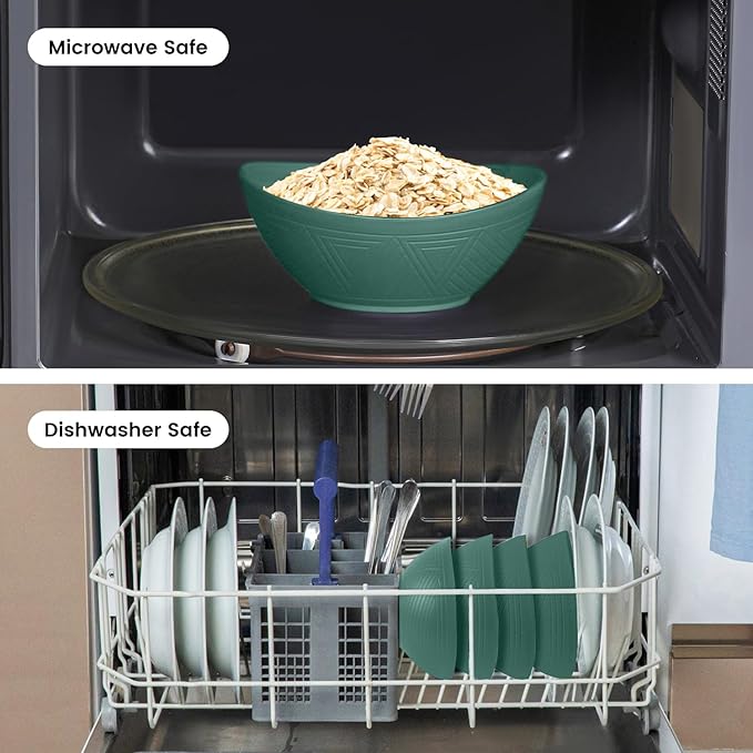 Wheat Straw Bowls, Unbreakable Snack Bowl 4 PCS - 10 OZ, Small Bowl for Snack, Dessert, Dip, Microwave and Dishwasher Safe Mini Bowls Set for Kitchen (Green)