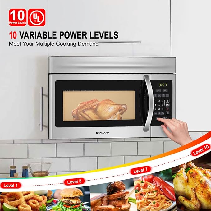 GASLAND 30 Inch Over the Stove Microwave, 1.7 Cu.ft. Over Range Microwave with 10 Power Levels, One Touch Cooking, 300 CFM,1000W, LED, Turntable, Sensor Cook, Above Stove Microwave, Stainless Steel