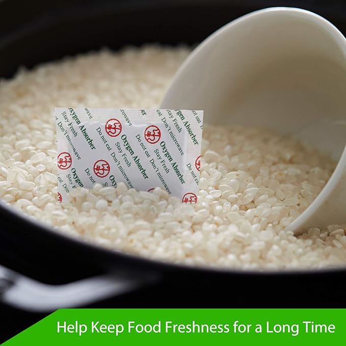 SurpOxyLoc 100 Sachets 200cc Oxygen Absorbers for Food Storage, Food Grade, Disposable, Sealed Packets, Red, Polyester, Hook & Loop Closure, Retains Flavors, Extends Shelf Life