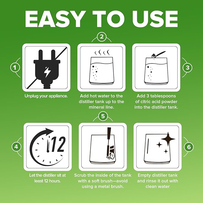 Citric Acid for Cleaning & Descaling Water Distillers, Kettles, Pots, Boilers, Dispensers, Citrus Acid Powder Descaler, Removes Limescale, Mineral Buildup, Hardwater Stains, Residue Fast 2LB Bulk