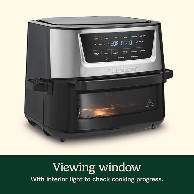 Cuisinart Air Fryer, 9-Quart Basket Large Fryer with 6 Cooking Functions to Air Fry, Roast, Bake, Broil, Keep Warm, and Dehydrate, 6 Airfryer Presets, Dishwasher-Safe Parts, AIR-220, Stainless Steel