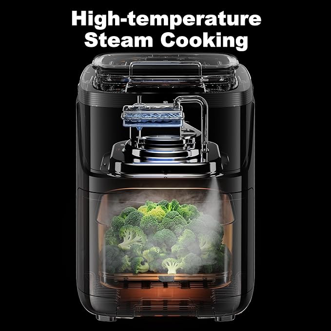 Steam Air Fryer, Non Toxic,12-IN-1 Large Air Fryers with Superior Airflow, Self-cleaning Smart Digital Fryer, Air Fry, Roast, Reheat, Dehydrate, Air Crisp Technology with 420F for Hot,7.5 QT