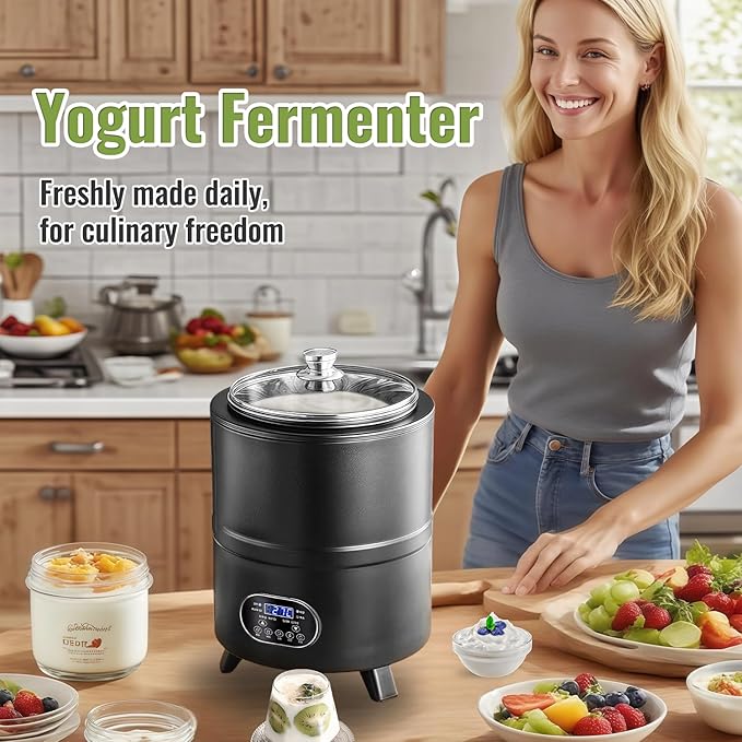 8L/8qt Yogurt Maker Machine, Yogurt Maker with Time and Temperature Control, Commercial Yogurt Maker, Black garlic fermentation machine, Sweet Rice Wine Maker for Home (black, 8L)