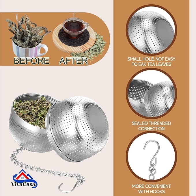 Reusable Pour Over Coffee Filter & Tea Infuser Set – Stainless Steel Cone Dripper & Loose Leaf Tea Ball – Eco-Friendly, Ideal for French Press, Cold Brew & More