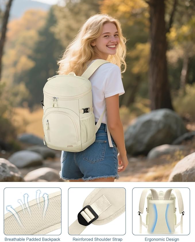 Cooler Backpack Insulated Waterproof,30 Cans Backpack Coolers Leakproof Lunch Backpack for Men Women Portable Soft Cooler Bag for Beach Camping Travel Picnic