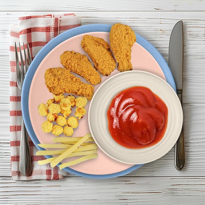 Wheat Straw Dinnerware Sets 40PCS, Unbreakable Plates and Bowls Sets Service for 8, Microwave and Dishwasher Safe Dish Set, Dinning Plates/Cereal Bowls/Drinking Cups for Kitchen,Camping-Nordic