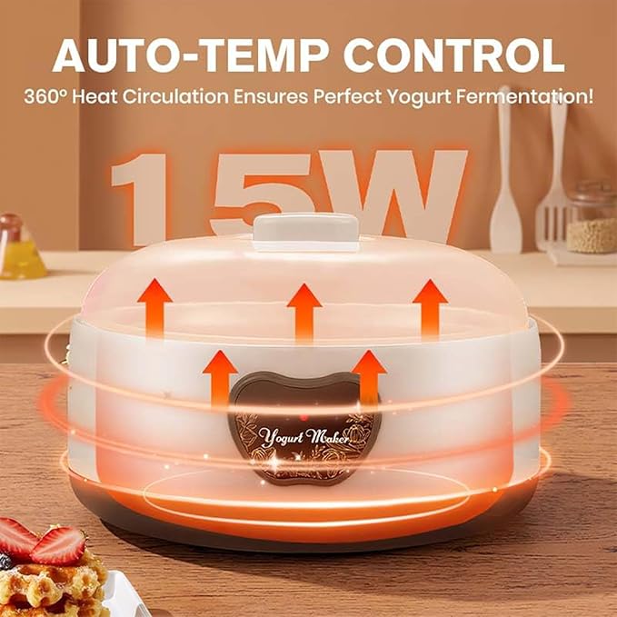 Yogurt Maker, Automatic Digital Yoghurt Maker Machine with 5 Glass Jars 42 Ozs, with Constant Temperature Control for Home Organic Yogurt, Cheese, Fruit Wine (No Cups)