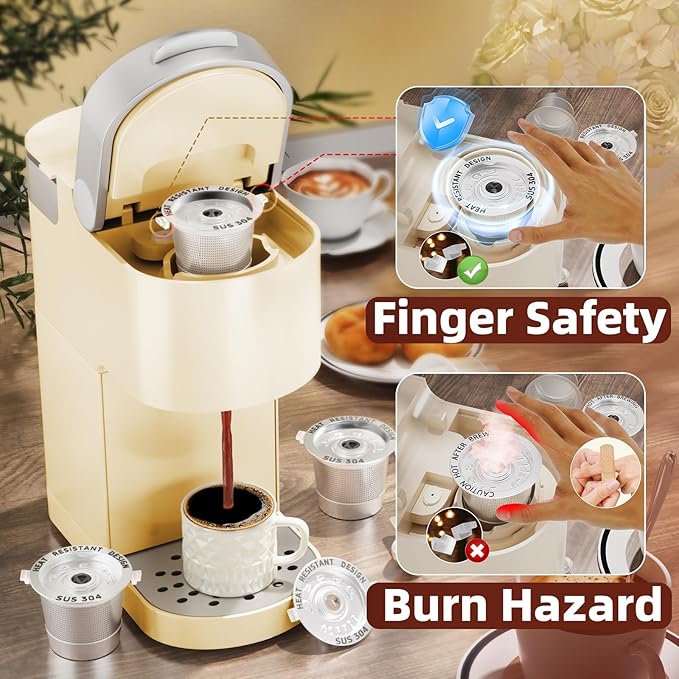 4 Pack Reusable K Cups Coffee Pods for Keurig 1.0: Stainless Steel Reusable Coffee Pods for Keurig Coffee Pods Reusable, BPA-Free, SUS 304, Scoop, Heat Resistant Handles
