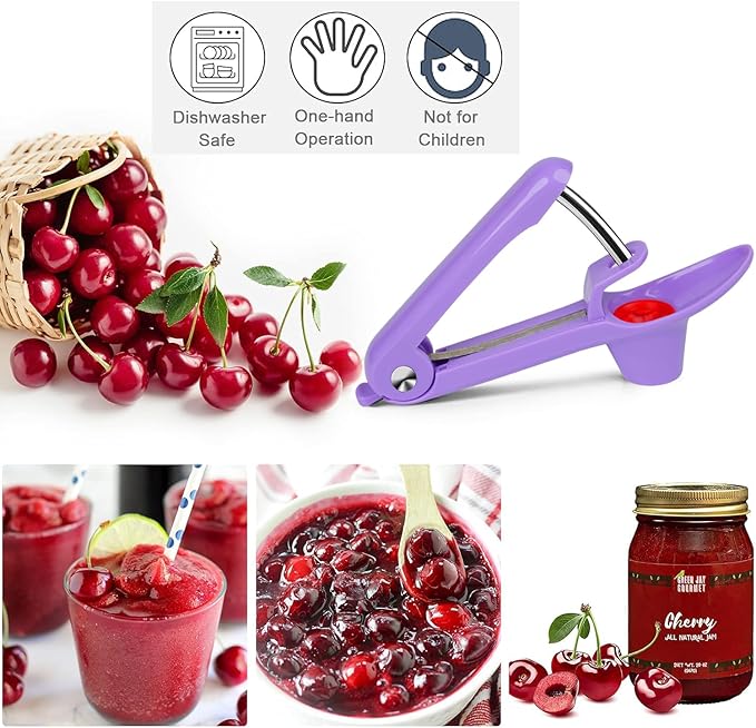 Cherry Pitter Tool,Cherry Pitter Cherries Stone Remover Tool for Making Cherry Jam,Cherry & Olive Pitter with Space-Saving Lock Design