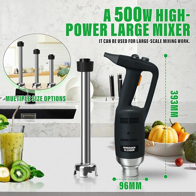 18 Inch Immersion Blender Electric handheld Blender Commercial Blenders Home Kitchen Mixer 500W Food Grade Stainless Steel Removable Shaft 4000-16000RPM for Shakes Soups Smoothies Puree