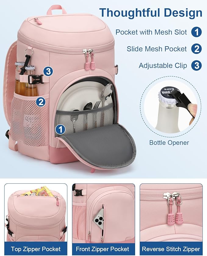 Cooler Backpack Insulated Waterproof,30 Cans Backpack Coolers Leakproof Lunch Backpack for Men Women Portable Soft Cooler Bag for Beach Camping Travel Picnic