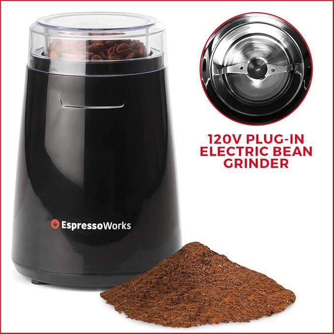 EspressoWorks 19-Bar Espresso, Latte and Cappuccino Maker 10-Piece Set - Brew Cappuccino and Latte with One Button - Espresso Machine with Milk Steamer 1250W - Coffee Gifts (Black)