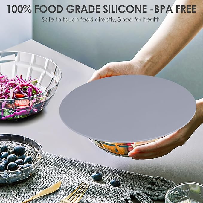 4 Pack 12 Inch Multi-Purpose Silicone Mat, As Drying Mat, Microwave Mat, Trivet, Pot Holder, Placemat, Utensils Rest, Pad for Hot Pans Plates Dishes Kitchen Countertop, Heat Resistant Mat, Light Gray