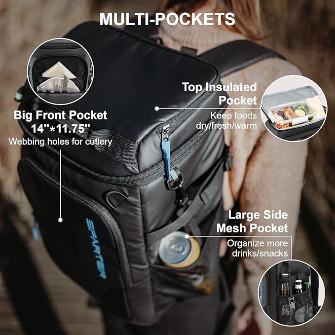 Backpack Cooler Insulated Leak Proof 33/49 Cans, 2 Insulated Compartments Thermal Bag, Portable Lightweight Beach Travel Camping Lunch Backpack for Men and Women