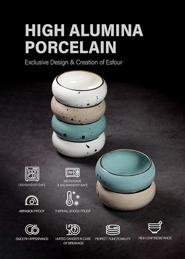 Small Hand Craft Dessert Bowls - 12oz, Set of 6 - Microwave, Oven, Dishwasher Safe, Ice Cream,Soup,Snacks, Rice, Cereal, Chili, Side Dishes, Dips, Ideal Gift - Natural Assorted Colors