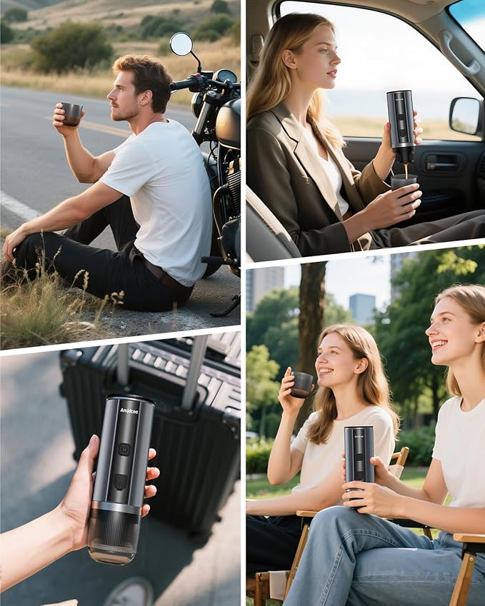 Portable Espresso Maker, 20 Bar Electric Espresso Machine for Travel, Camping, Rechargeable USB-C Mini Coffee Maker for NS Capsule Pods and Ground Coffee, Gray