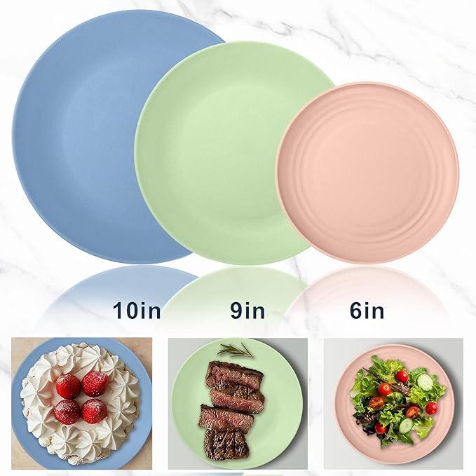 Wheat Straw Dinnerware Sets 40PCS, Unbreakable Plates and Bowls Sets Service for 8, Microwave and Dishwasher Safe Dish Set, Dinning Plates/Cereal Bowls/Drinking Cups for Kitchen,Camping-Nordic