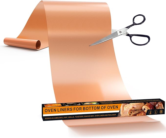 UBeesize 75 Inch Roll Reusable Copper Oven Liners for Bottom of Oven,Thick Heavy Duty Non Stick Teflon Oven Mats Cut to Custom Fit Electric, Gas, Toaster,Convection, Microwave Ovens and Grills