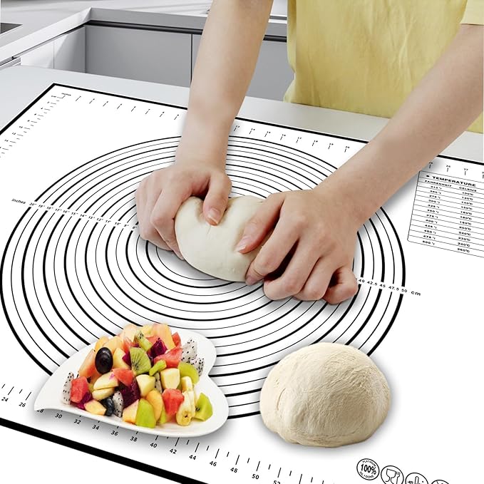 32x24" Extra Large Dough Mat Silicone Baking Mats for Rolling Pastry,Kneading Sourdough Bread Baking Supplies Black