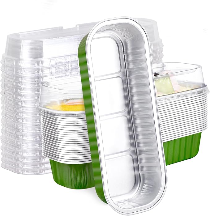 EUSOAR Disposable Loaf Pans, 25pcs 6.8oz Aluminum Foil Ramekins Baking Cups Pan Small Bread Tins, Dessert Wrappers Cheesecake Creme Brulee Ramekins Mini Loaf Cake Liners Dessert Bakeware Containers