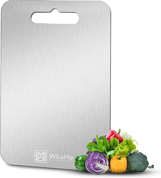 100% Pure Titanium Cutting Board-Titanium board for Kitchen,14"x9.9"x0.08"- Easy to clean, Dishwasher safe Chopping Board, Double Sided Cutting Board for Meat, Poultry, Fruit, Vegetable