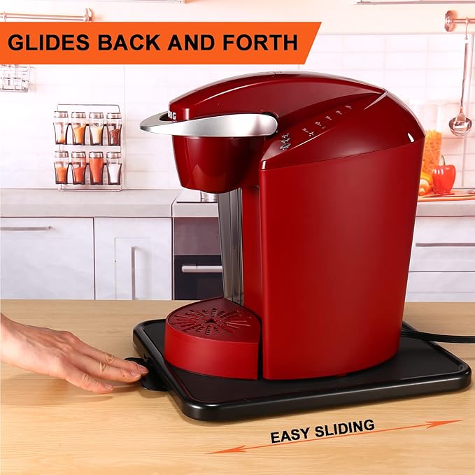 Kitchen Caddy Sliding Tray - Appliance Coffee Maker Slider, Large Rolling Tray Countertop Moving Sliders for Stand Mixer Air Fryer, Toaster, Blender, and More -11.7'' W × 13.8''D