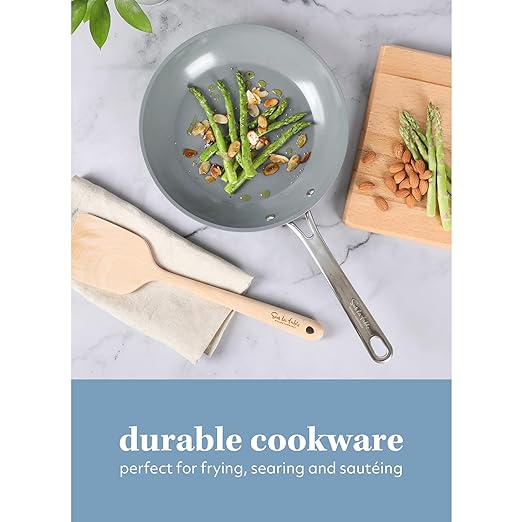 Sur La Table Kitchen Essentials 10 Inch Fry Pan PFA Free Titanium Ceramic Nonstick Interior Forged Aluminum Cookware Frying Pan - Green - Induction Compatible