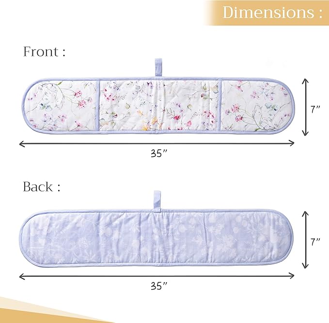 Maison d' Hermine Double Oven Mitts 100% Cotton 7"x35" Double Oven Mitt Heat Resistant BBQ Cooking Gloves with Loop, Baking, Grilling, Home, Kitchen, Handling Hot Pans Spring Summer (Summer Floral)