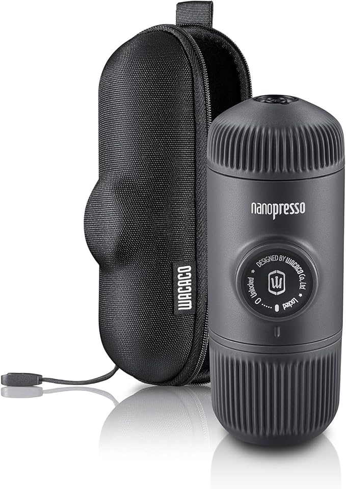 WACACO Nanopresso Portable Espresso Maker Bundled with Protective Case, Mini Travel Coffee Machine, Perfect for Camping, Travel and Office( Black)